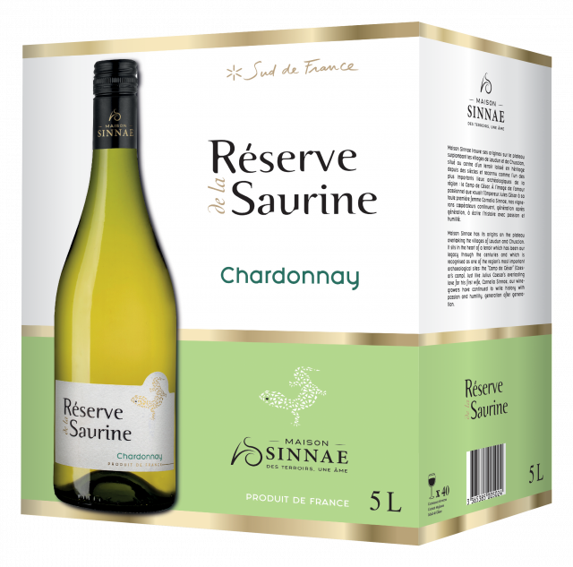 Bag in Box, 5L, Réserve de la Saurine, Chardonnay, IGP Pays d'Oc, White