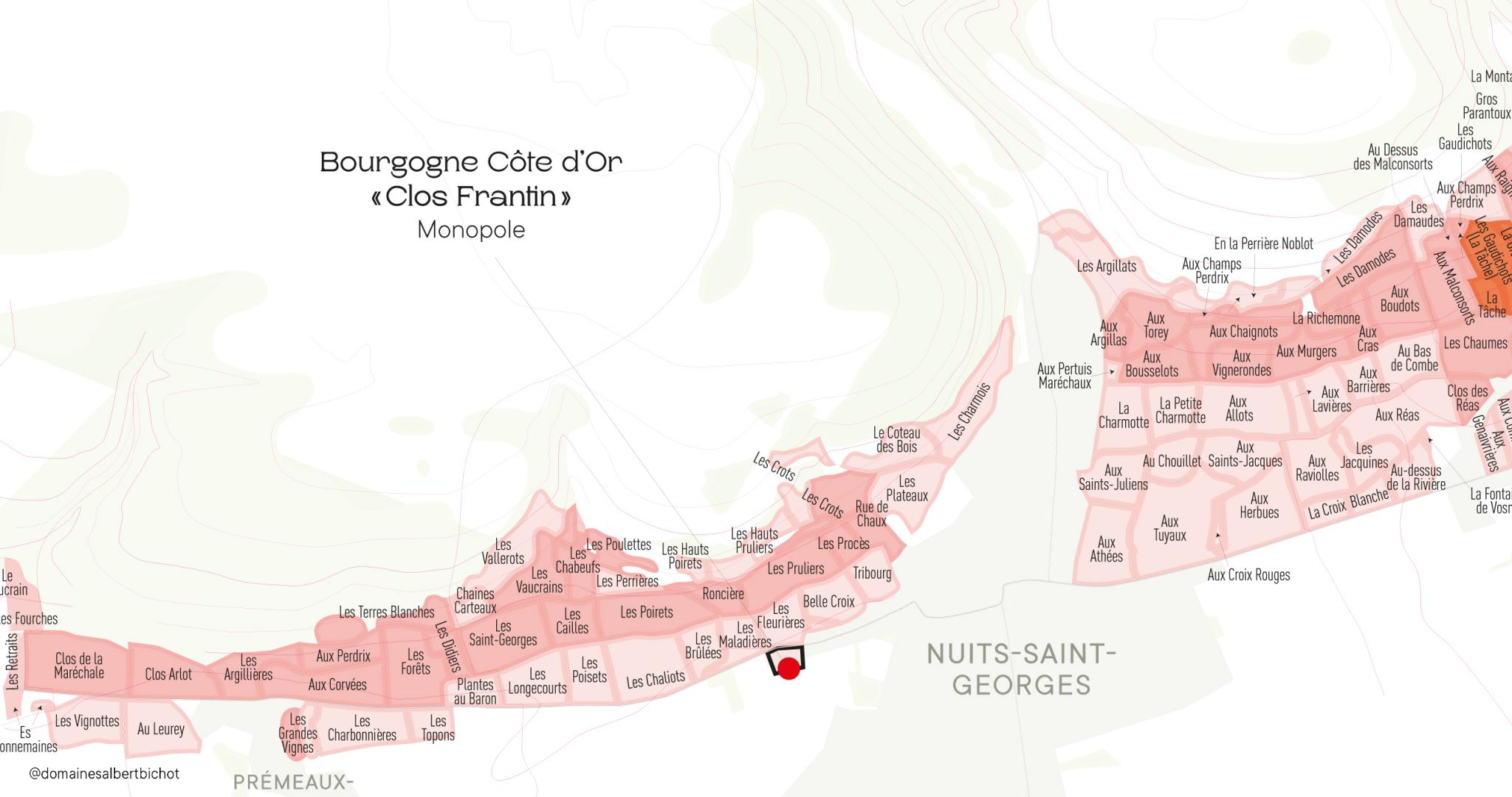 CarteBourgogneCôtedOrPinotNoirClosFrantinMonopoleDomaineduClosFrantin