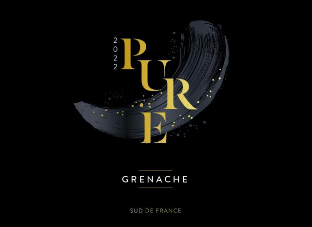 Etiquette -  PURE Grenache rouge Oc - Fond noir
