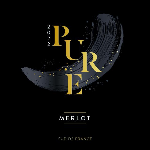 Etiquette -  PURE Merlot Oc - Fond noir