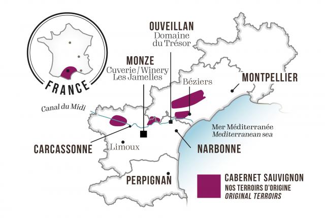 Map - Les Jamelles Cabernet Sauvignon