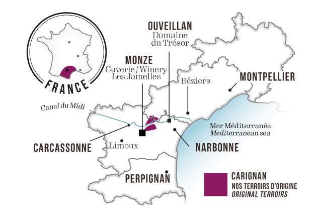 Map - Les Jamelles Carignan