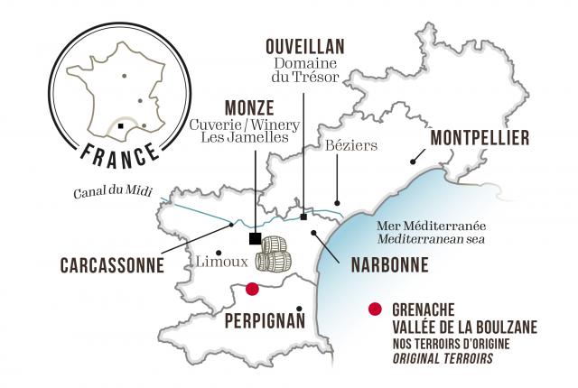 Map - Les Jamelles Parcel Selection Grenache noir