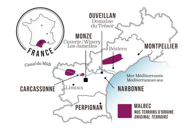 Map - Les Jamelles Malbec