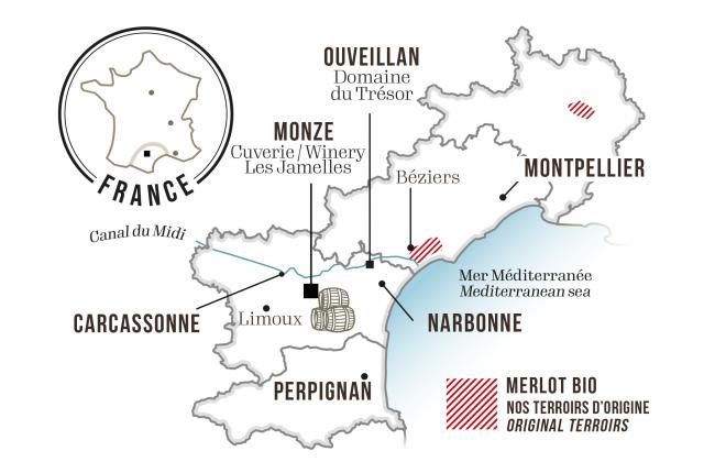 Map - Les Jamelles Merlot Organic