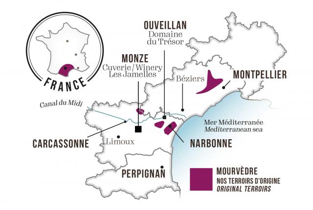 Map - Les Jamelles Mourvèdre