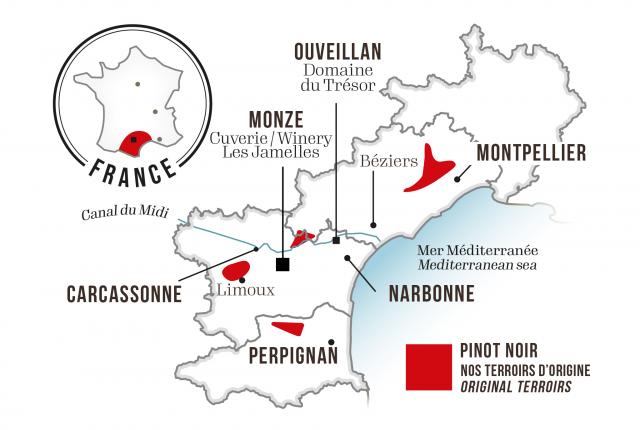 Map - Les Jamelles Pinot Noir