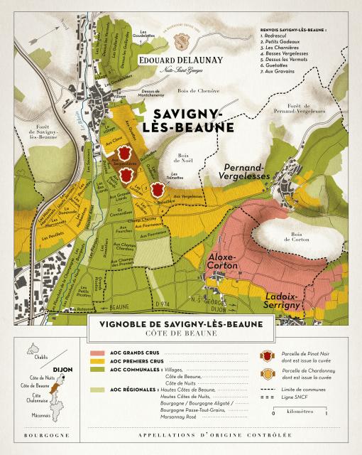 Map - Edouard Delaunay Hospices de Beaune, Savigny lès Beaune Cuvée Fouquerand