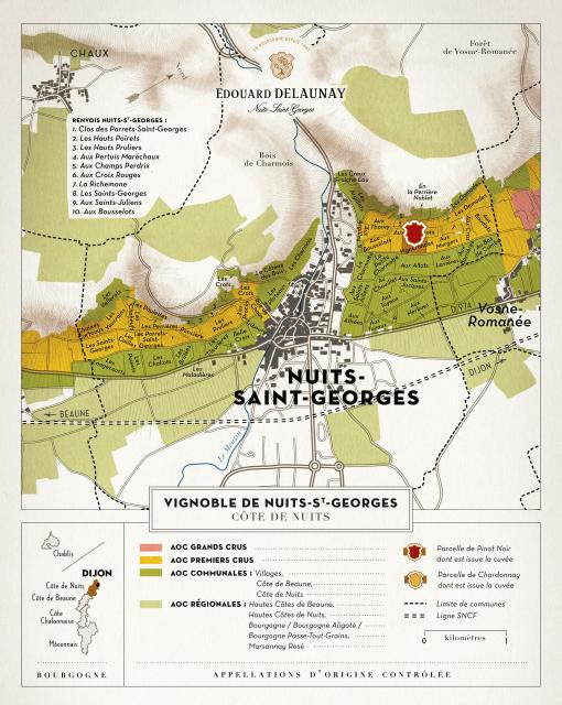 Map - Edouard Delaunay- Hospices de Nuits, Nuits-Saint-Georges 1er Cru Les Vignerondes Cuvée Bernarde Delesclache