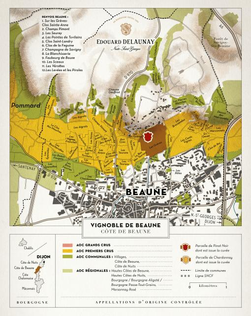 Map - Edouard Delaunay Hospices de Beaune, Beaune 1er Cru Les Grèves Cuvée Pierre Floquet