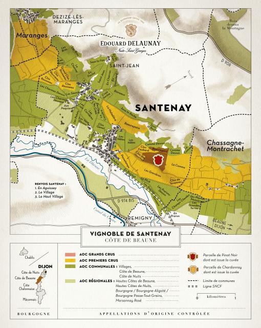 Map - Edouard Delaunay Santenay 1er Cru Beauregard