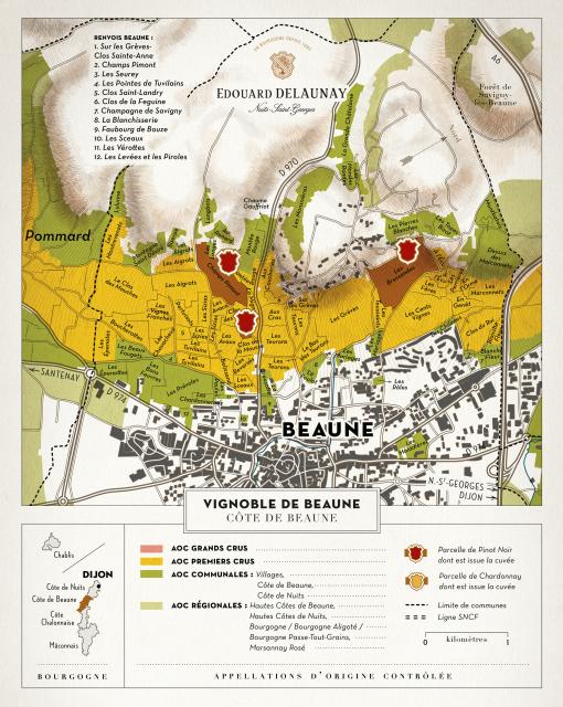 Map - Edouard Delaunay Hospices de Beaune - Beaune 1er Cru Cuvée Guigone de Salins
