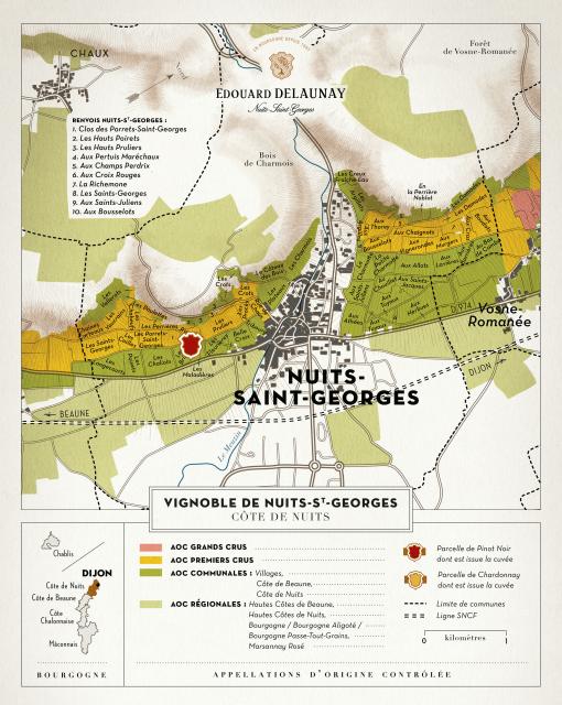 Map - Edouard Delaunay Hospices de Nuits, Nuits-Saint-Georges Les Maladières-Les Brûlées Cuvée Grangier