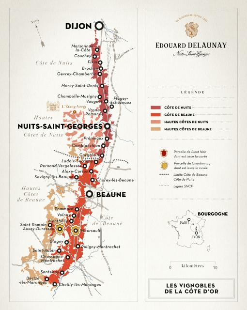 Map - Edouard Delaunay Bourgogne Côte d'Or Chardonnay