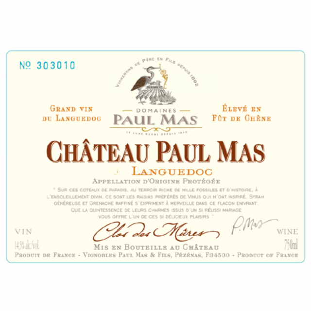 Château Paul Mas Cos de Mûres Etiquette
