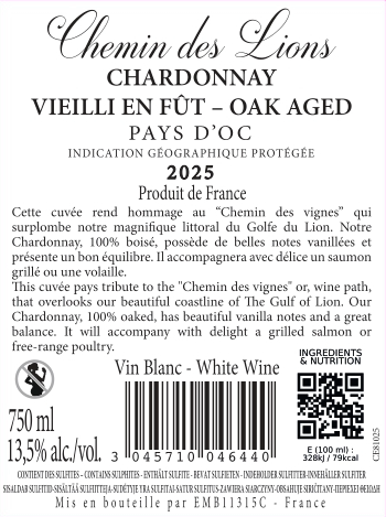 CE CHARDONNAY CHEMIN DES LIONS 2025
