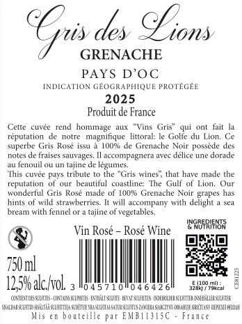 CE GRENACHE CHEMIN DES LIONS 2025