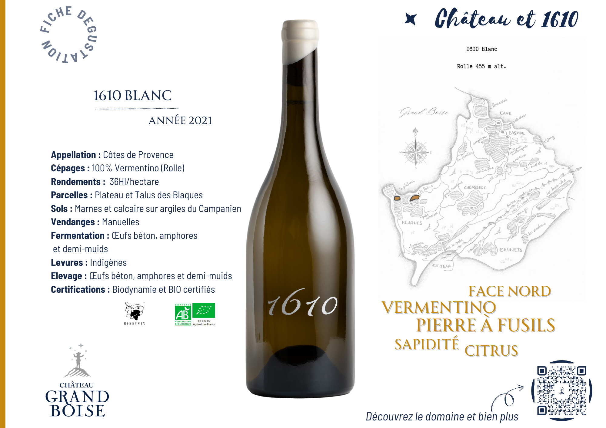 Fiche dégustation cuvée 1610 BLANC