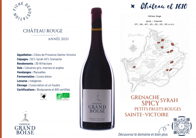 Fiche dégustation cuvée CHATEAU ROUGE