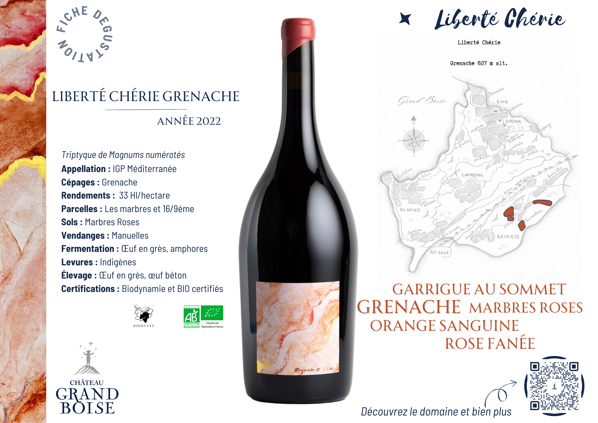 Fiche dégustation cuvée LIBERTE CHERIE GRENACHE