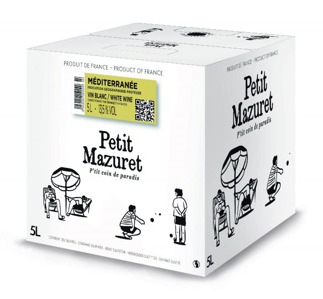 IGP  Méditerranée, PETIT MAZURET, BAG IN BOX 5L, Blanc