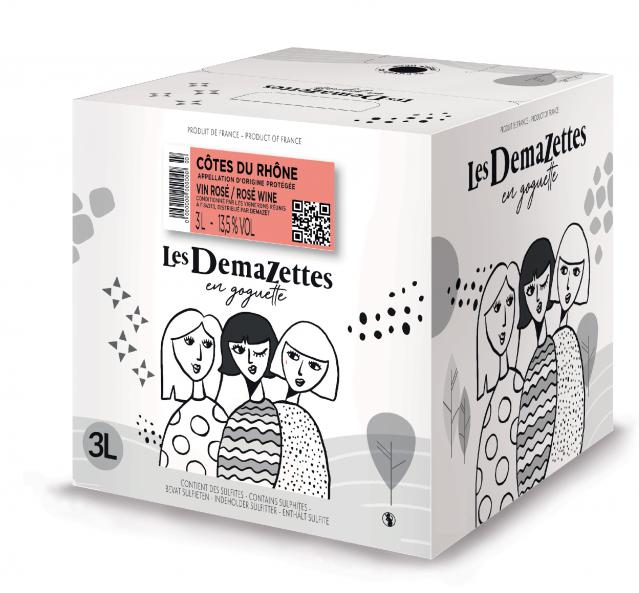 AOP Côtes du Rhône, LES DEMAZETTES EN GOGUETTE, BAG IN BOX 3L, Rosé