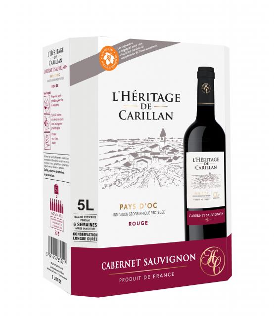 3245414653917 5L BIB IGP PAYS D OC CABERNET SAUVIGNON L HERITAGE DE CARILLAN AGIR
