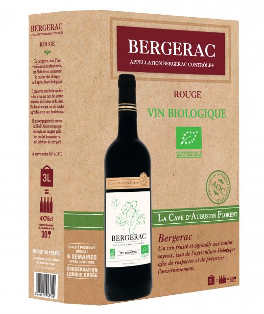 La Cave d'Augustin Florent, AOC Bergerac, Rouge, Bio, BIB 3L