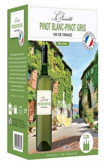 3660989249868 2.25L BIB VIN DE FRANCE BLC PINOT BLANC PINOT GRIS LA FRANCETTE