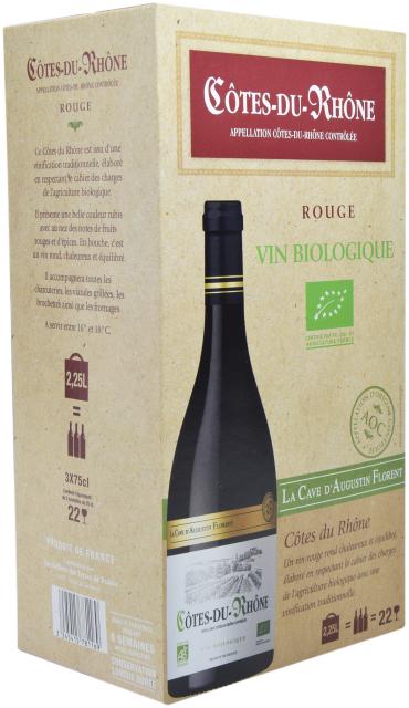 La Cave d'Augustin Florent, AOC Côtes du Rhône, Rouge, BIO, Non millésimé, BIB 2,25L
