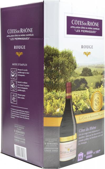 La Cave d'Augustin Florent, Les Pierrasques, AOC Côtes du Rhône, Rouge, BIB 10L