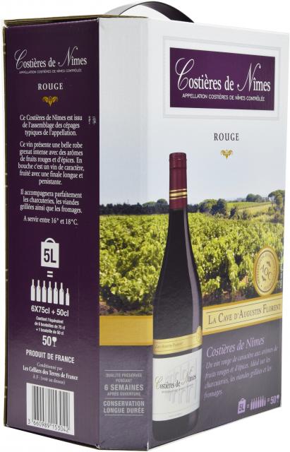 La Cave d'Augustin Florent, AOC Costières de Nîmes, Rouge, BIB 5L