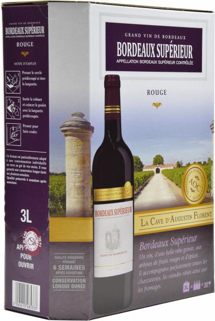 La Cave d'Augustin Florent, AOC Bordeaux supérieur, Rouge, BIB 3L
