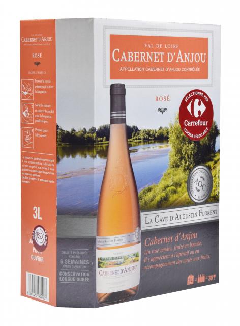 La Cave d'Augustin Florent, AOC Cabernet d'Anjou, Rosé, Non millésimé, BIB 3L