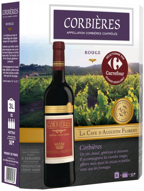 La Cave d'Augustin Florent, AOC Corbières, Rouge, Non millésimé, BIB 3L