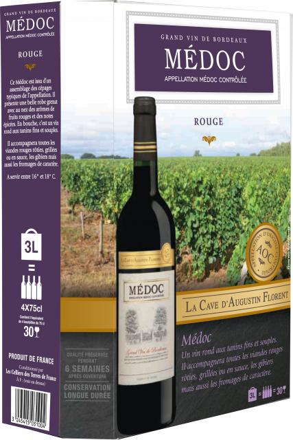 La Cave d'Augustin Florent, AOC Médoc, Rouge, Non millésimé, BIB 3L
