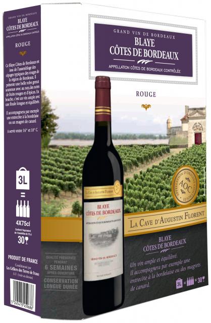 La Cave d'Augustin Florent, AOC Côtes de Bordeaux Blaye, Rouge, BIB 3L