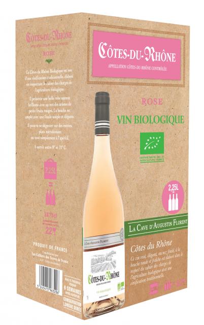 La Cave d'Augustin Florent, AOC Côtes du Rhône, Rosé, BIO, BIB 2.25L
