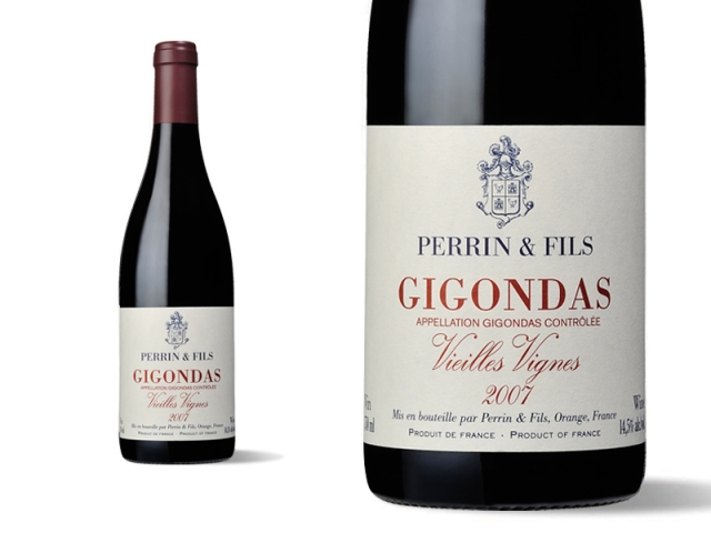 Bouteiile et Etiquette Perrin et Fils Gigondas VV 2007