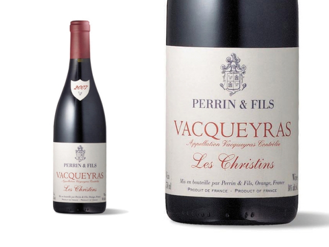 Bouteille et Etiquette Perrin et Fils Vacqueyras Les Christins 2007
