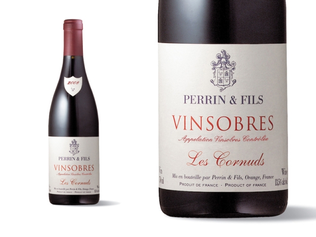Bouteille et Etiquette Perrin et Fils Vinsobres Les Cornuds 2008
